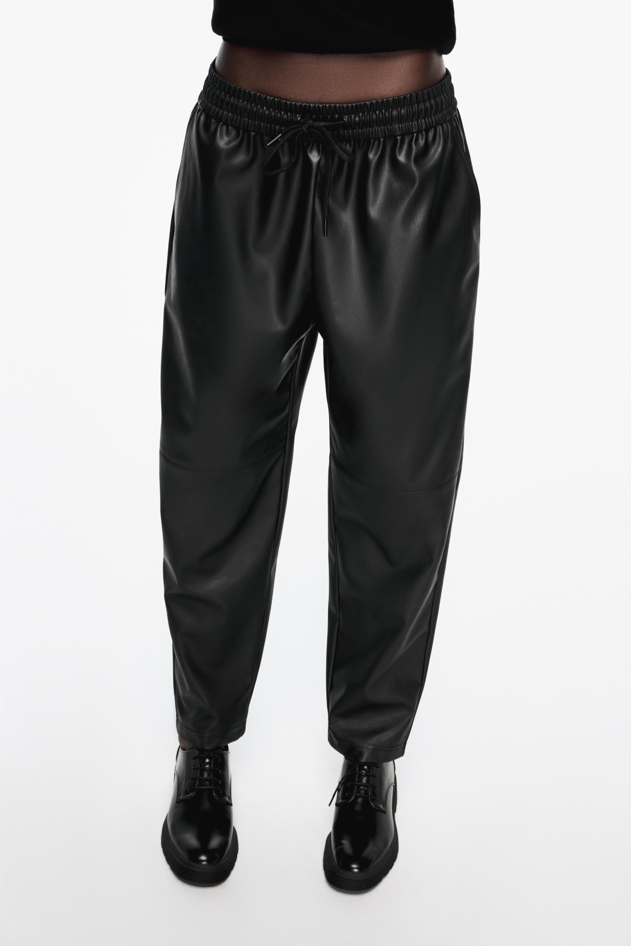 FAUX LEATHER JOGGING TROUSERS Black ZARA O zbekiston